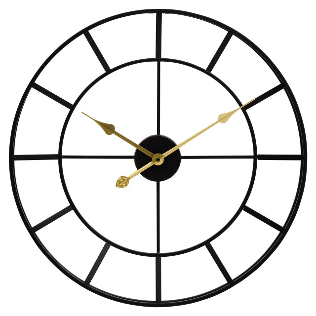 premier housewares Kent Large Black Finish Metal Wall Clock