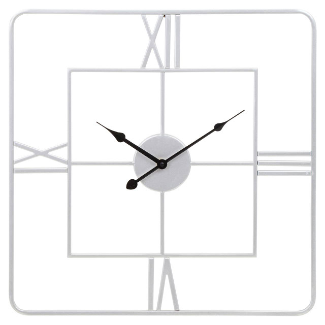 Premier Housewares Kent Large Silver Finish Square Wall Clock