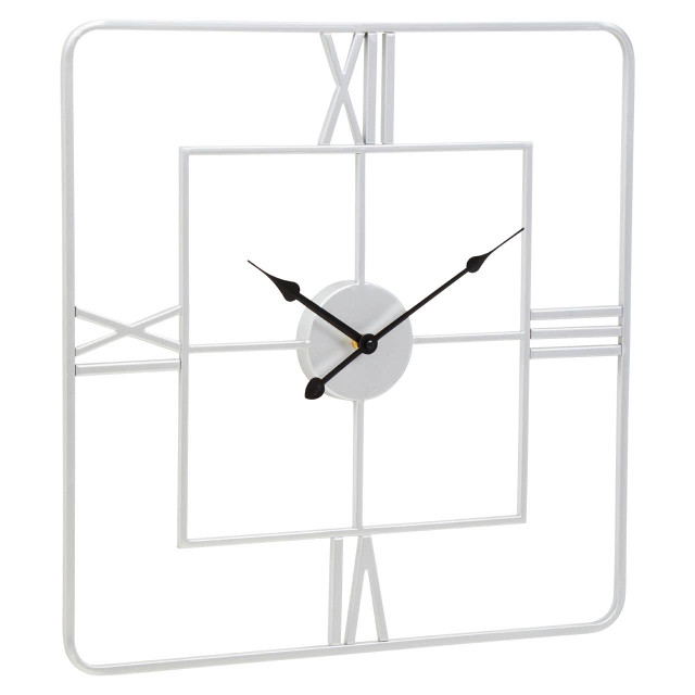 Premier Housewares Kent Large Silver Finish Square Wall Clock