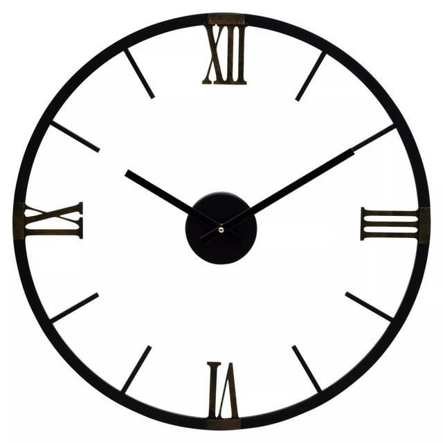 Premier Housewares Kent Round Black Metal Wall Clock