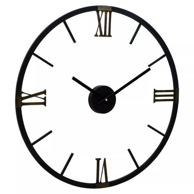 Premier Housewares Kent Round Black Metal Wall Clock