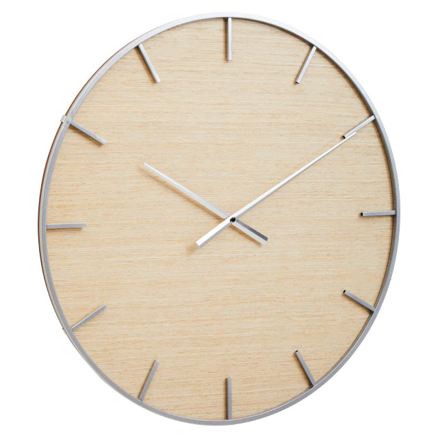 Premier Housewares Kent Silver And Natural Wall Clock