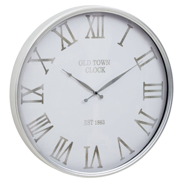 Premier Housewares Kent White And Silver Wall Clock
