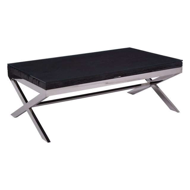 Premier Housewares Kerala Black Coffee Table With Cross Base