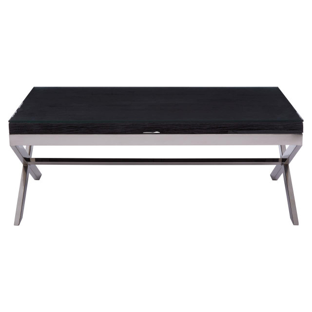 Premier Housewares Kerala Black Coffee Table With Cross Base