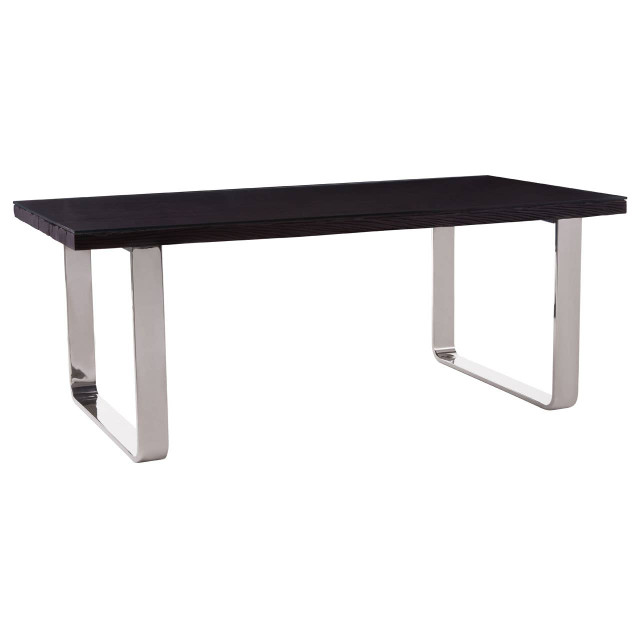 Premier Housewares Kerala Large Black Pinewood And Glass Dining Table