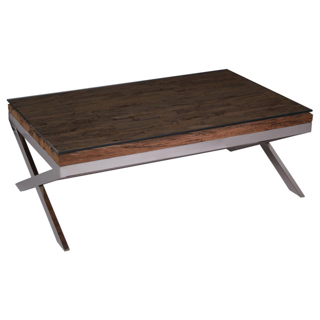 Premier Housewares Kerala Natural Coffee Table With Cross Base