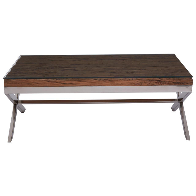 Premier Housewares Kerala Natural Coffee Table With Cross Base