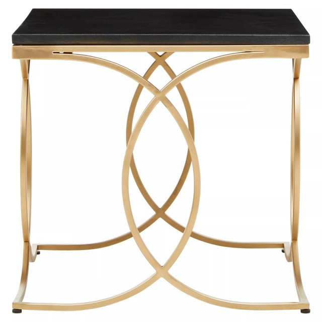 Premier Housewares Kia Black Marble And Gold Side Table
