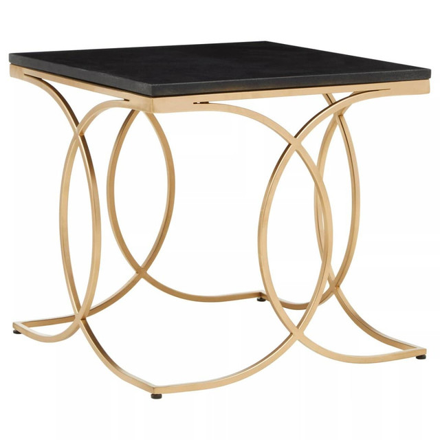 Premier Housewares Kia Black Marble And Gold Side Table