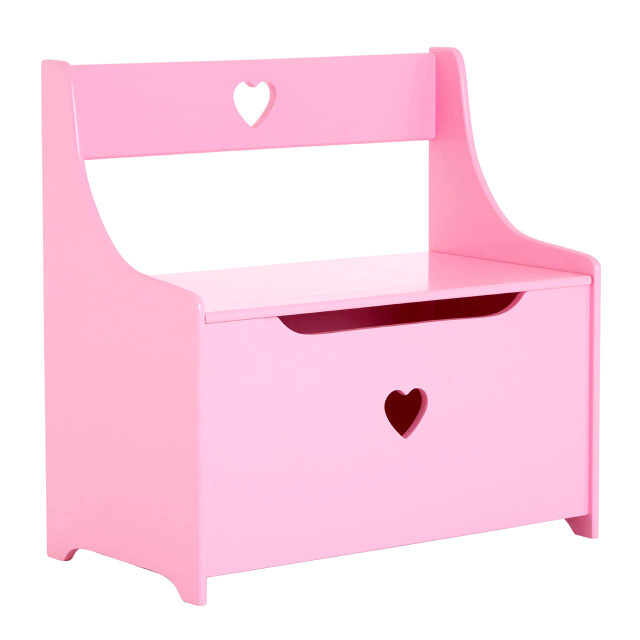 Premier Housewares Kids Pink Heart Design Storage Box And Seat