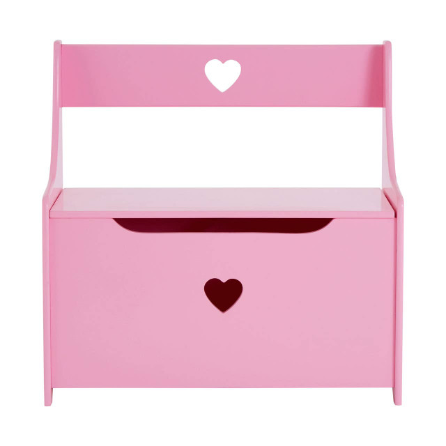 premier housewares Kids Pink Heart Design Storage Box And Seat