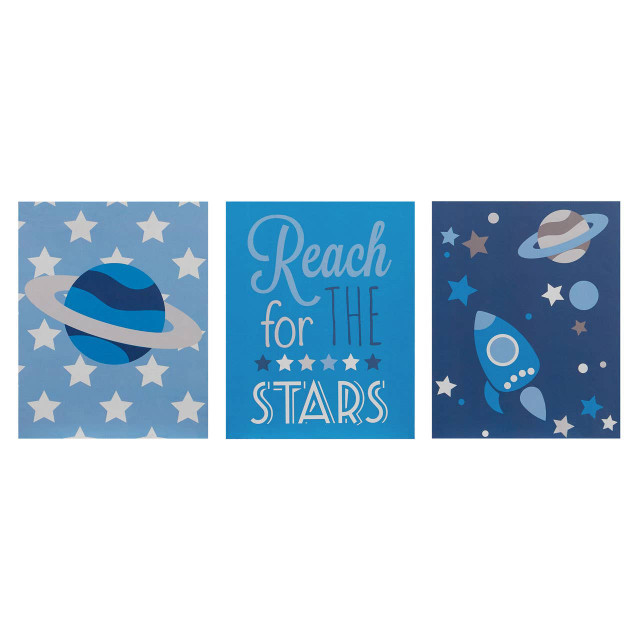 Premier Housewares Kids Set Of 3 Reach For The Stars Wall Plaques