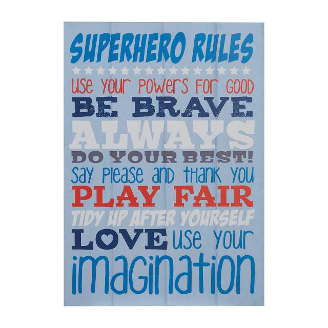 Premier Housewares Kids Superhero Rules Wall Plaque