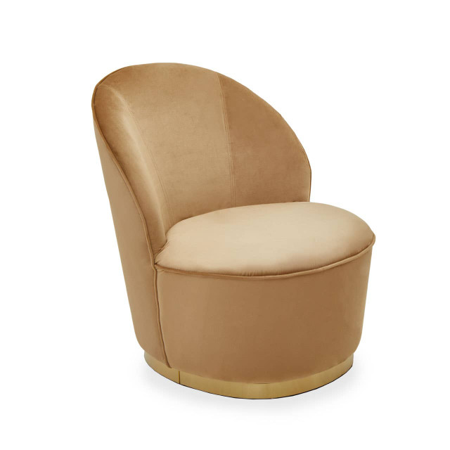 Premier Housewares Kids Tamra Gold Beige Velvet Chair With Gold Base