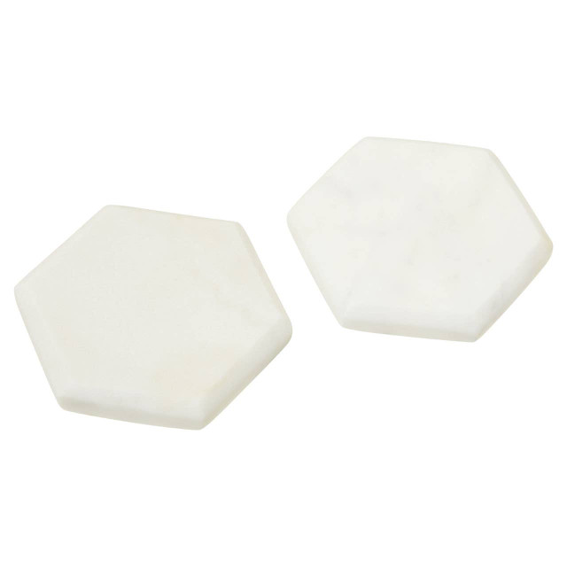 Premier Housewares Kindia Set Of 4 White Marble Hexagonal Coasters