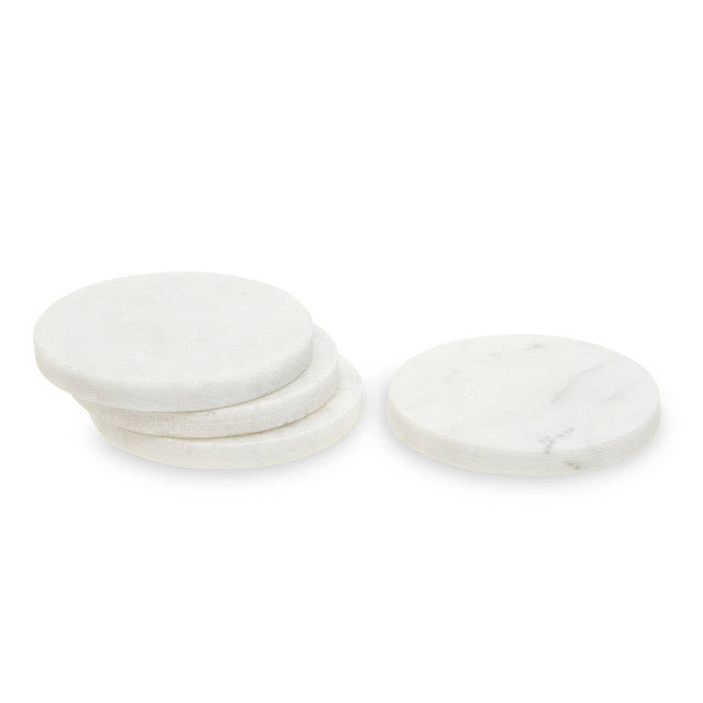 Premier Housewares Kindia Set Of 4 White Marble Round Coasters
