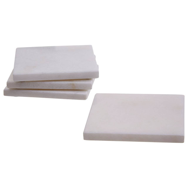 Premier Housewares Kindia Set Of Four White Marble Square Coasters