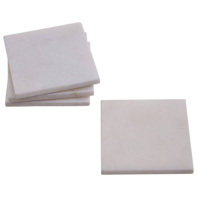 premier housewares Kindia Set Of Four White Marble Square Coasters