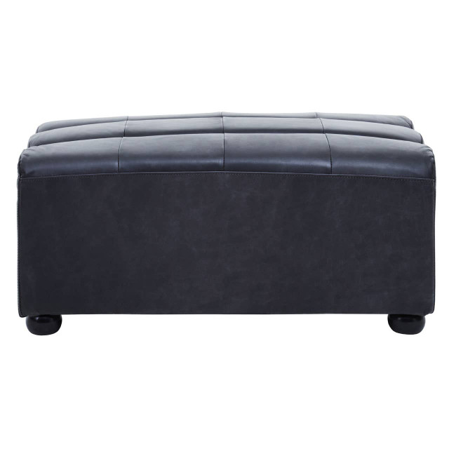 Premier Housewares King Distressed Slate Leather Ottoman