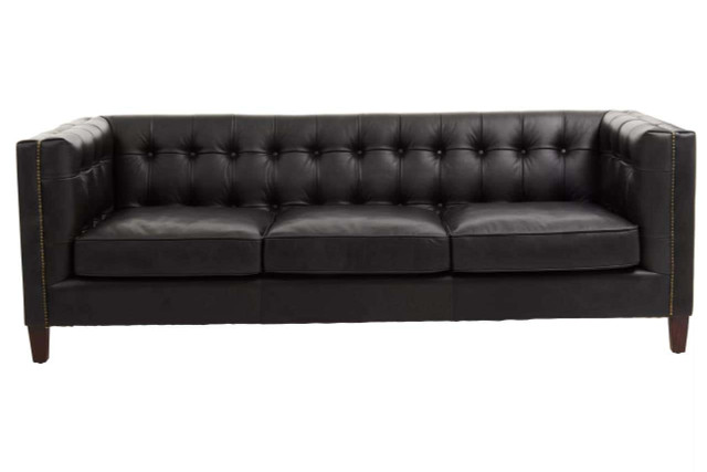 premier housewares King Three Seater Antique Ebony Leather Sofa