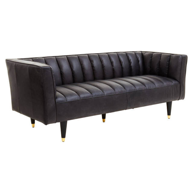 Premier Housewares King Three Seater Leather Sofa With Flared Arms