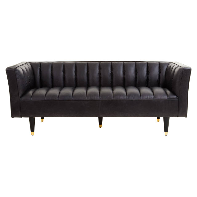 premier housewares King Three Seater Leather Sofa With Flared Arms