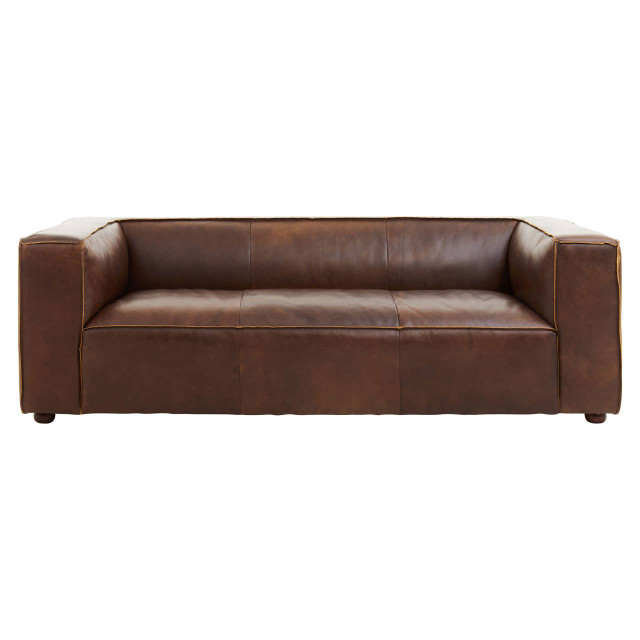 premier housewares King Three Seater Mexico Brown Leather Sofa