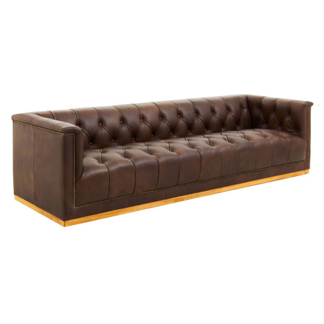 Premier Housewares King Three Seater Tufted Leather Sofa