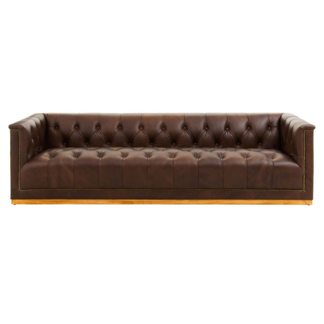 premier housewares King Three Seater Tufted Leather Sofa