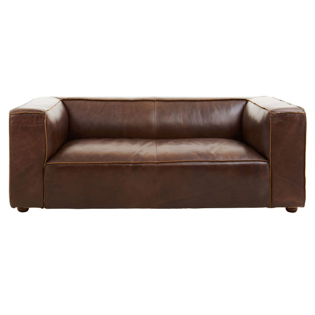 premier housewares King Two Seater Mexico Brown Leather Sofa