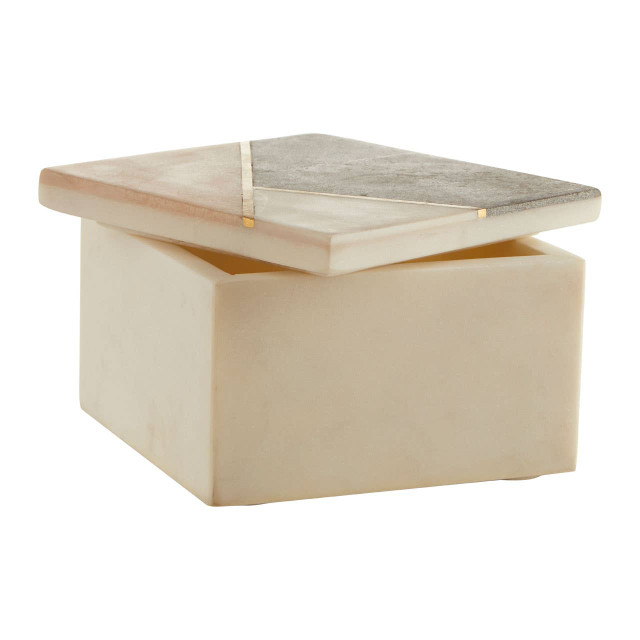 Premier Housewares Kira Small Square Marble Trinket Box