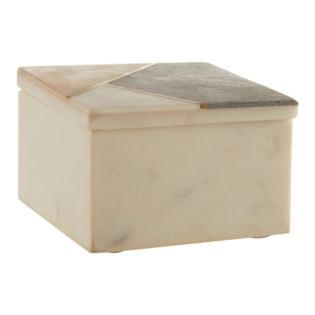 premier housewares Kira Small Square Marble Trinket Box