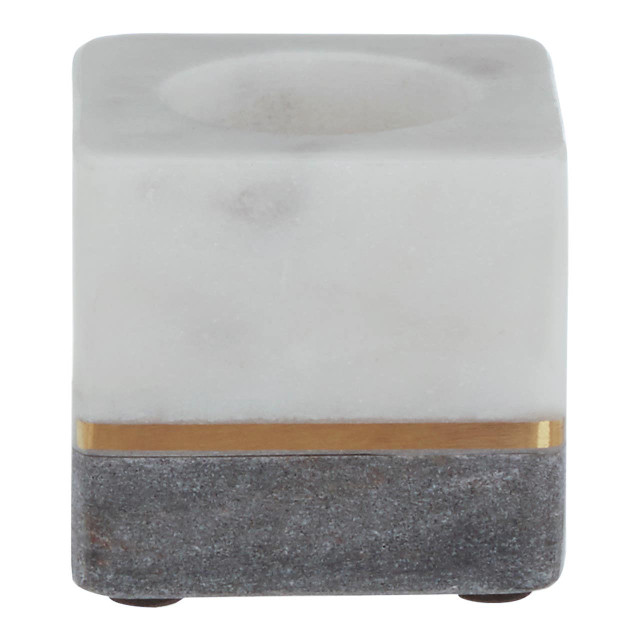 Premier Housewares Kira White And Grey Marble Tealight Holder