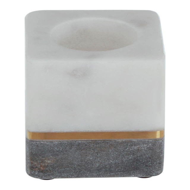 Premier Housewares Kira White And Grey Marble Tealight Holder