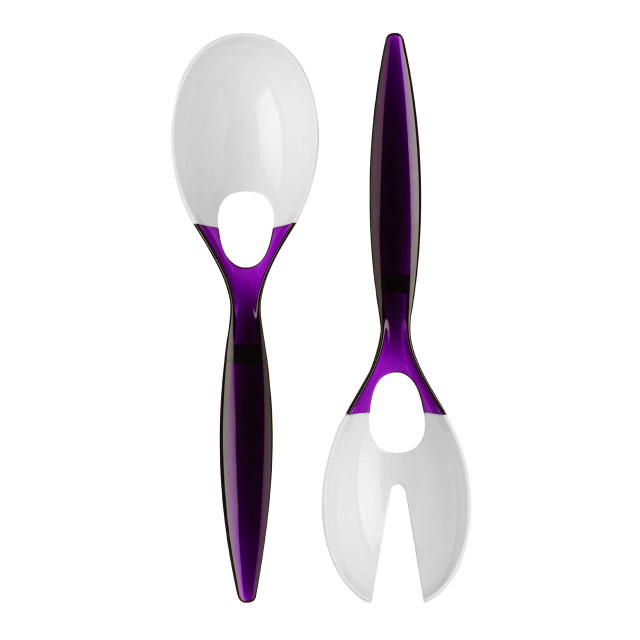 premier housewares Kitchen Colour Purple And White Plastic Salad Spoon And Fork