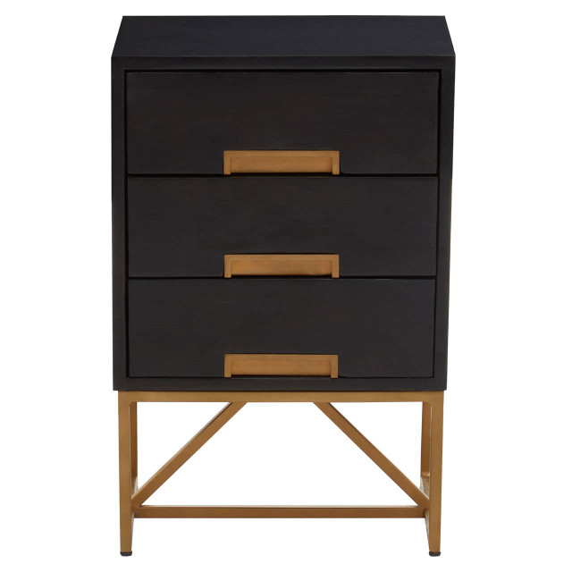 Premier Housewares Kochi Black Side Table With 3 Drawers