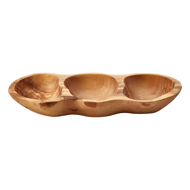 Premier Housewares Kora 3 Section Olive Wood Antipasti Dish