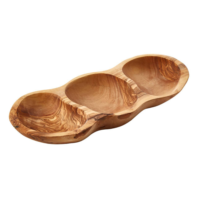 Premier Housewares Kora 3 Section Olive Wood Antipasti Dish