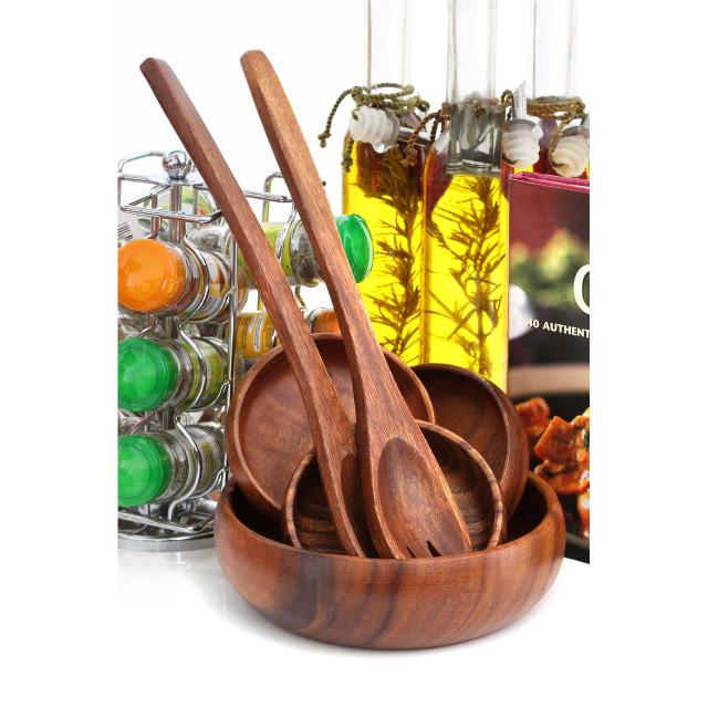 Premier Housewares Kora Acacia 7 Piece Salad Serving Set