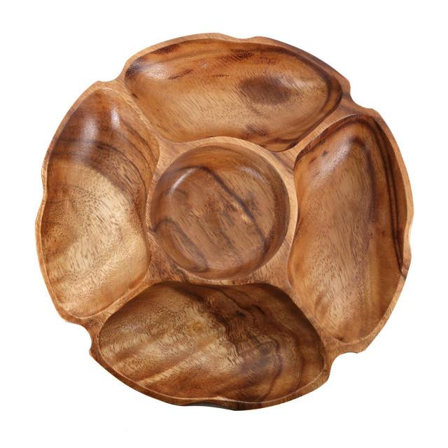 Premier Housewares Kora Acacia Five Section Round Serving Dish