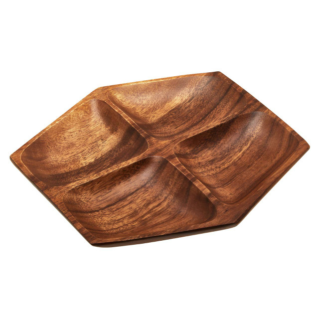 Premier Housewares Kora Acacia Large Four Section Serving Dish