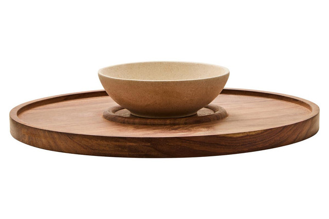 Premier Housewares Kora Acacia Wood And Cream Marble Chip And Dip Platter