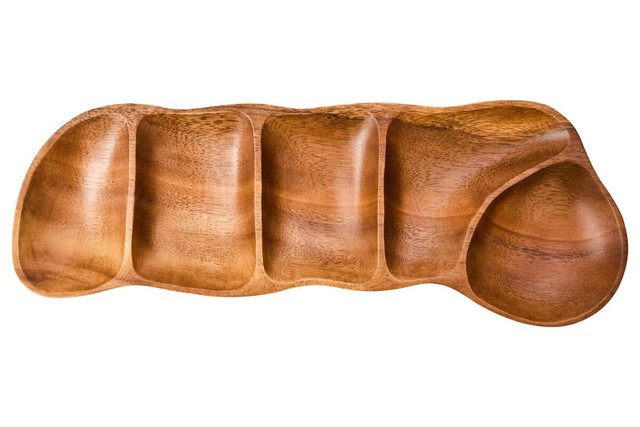 Premier Housewares Kora Acacia Wood Five Section Antipasti Dish