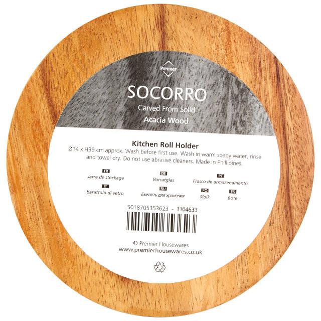 Premier Housewares Kora Acacia Wood Kitchen Roll Holder