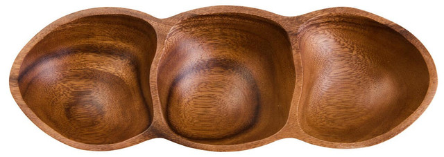Premier Housewares Kora Acacia Wood Three Section Antipasti Dish