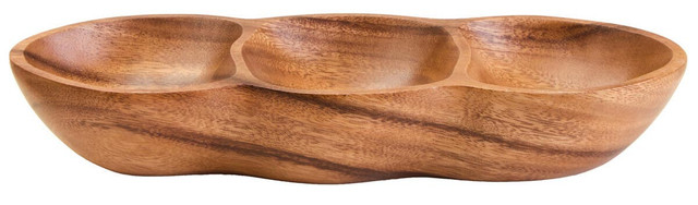 premier housewares Kora Acacia Wood Three Section Antipasti Dish