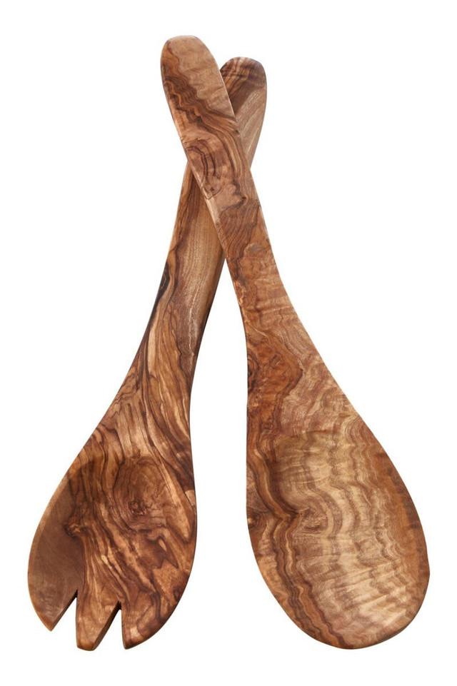 Premier Housewares Kora Olive Wood Flat Salad Servers