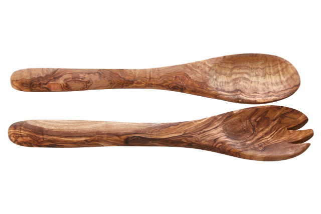 Premier Housewares Kora Olive Wood Flat Salad Servers