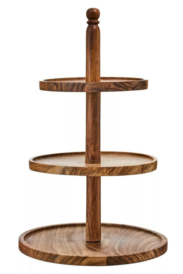 Premier Housewares Kora Sheesham Wood Three Tier Cake Stand